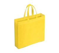 Aurora Store 50 BORSE SHOPPERS IN TNT 23x30 cm con soffietto 10cm BUSTA SPESA BUSTINE RIUTILIZZABILI SHOPPER RETTANGOLARI 80 g/m2 termosaldato con manici lunghi da 40cm (Giallo)