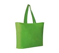Aurora Store 50 BORSE SHOPPERS IN TNT 50x40 cm con soffietto 12cm BUSTA SPESA BUSTINE RIUTILIZZABILI SHOPPER RETTANGOLARI 80 g/m2 termosaldato con manici lunghi da 54cm (Verde)