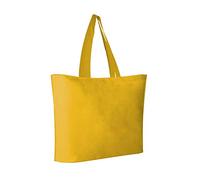 Aurora Store 50 BORSE SHOPPERS IN TNT 50x40 cm con soffietto 12cm BUSTA SPESA BUSTINE RIUTILIZZABILI SHOPPER RETTANGOLARI 80 g/m2 termosaldato con manici lunghi da 54cm (Giallo)