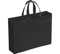 Aurora Store 50 BUSTE SHOPPERS IN TNT BORSE SPESA 42x32 cm con soffietto 10cm BUSTINE RIUTILIZZABILI SHOPPER RETTANGOLARI 80 g/m2 termosaldato con manici lunghi per la Spesa Riutilizzabile (Nero)
