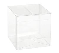 Aurora Store 50 Scatoline quadrate cubo in PVC Trasparente 7x7x7 cm portaconfetti bomboniera Astuccio Matrimonio Battesimo Laurea plastica segnaposto
