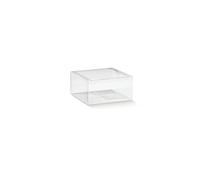 Aurora Store 50x Scatoline quadrate in PVC Trasparente - 10x10x8cm Scatoline portaconfetti bomboniere Feste Matrimonio Compleanno 50 Pezzi