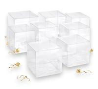 Aurora Store 50x Scatoline Quadrate in PVC Trasparente - 12x12x12 cm Portaconfetti Bomboniere per Feste Matrimonio Compleanno
