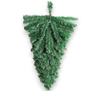 Aurora Store Alberello Inverso Ghirlanda a parete Natalizia Capovolta Cornicione Verticale Folta a goccia VERDE Fuori Porta Natale 90 cm 100 Rami in PVC aghi di pino Decorazione Festone rovesciato