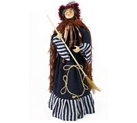 Aurora Store Bambola Pupazzo Befana 60cm con Vestito a Righe, Mantello e Scopa Decorazione con luci e Suoni Statua Epifania