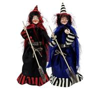 Aurora Store Befana 60 cm con Luci e Suoni- Bambola Pupazzo Decorativo con Vestito a Pois, Mantello e Scopa - Strega da Appoggio per Epifania e Halloween