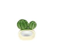 Aurora Store Cactus 12x PORTATOVAGLIOLI in Ceramica Anello per tovagliolo 4 sogetti Complemento per Tavola Cucina Tema Mare Decorazione per la Casa Decorazioni (Bianco e Verde) 6x3x h.3,5 cm Estate
