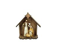 Aurora Store Capanna natività in Legno Sacra Famiglia per presepe completo addobbi Decorazioni Natalizie Idea Regalo 19 cm San Giuseppe Maria e Il bambinello 19x7 x h. 19cm 3 pezzi
