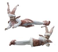 Aurora Store, Elfo Natale Peluche GIULLARE Gnomo 35 cm Abito Rosa Paillettes Pupazzo Folletto Circus DISTESO Gambe Lunghe SNODABILI Calze a Righe Addobbo per Albero di Natale Appendino