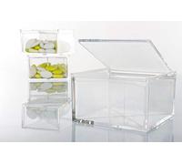 Aurora Store.it 24 SCATOLE PLEXIGLASS con DIVISORI Trasparente BOMBONIERE Confetti 10x10x6 CM