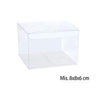 Aurora Store.it 50 Scatoline quadrate cubo in PVC Trasparente 8x8x6 cm portaconfetti bomboniera Astuccio Matrimonio Battesimo Laurea plastica segnaposto
