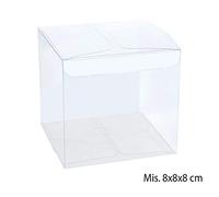 50 Scatoline quadrate cubo in PVC Trasparente 8x8x8 cm portaconfetti bomboniera Astuccio Matrimonio Battesimo Laurea plastica segnaposto