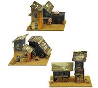 Aurora Store.it Kit 4 Casette Presepe Casolare del Borgo Piccole Media Misura 13x8x h.10 cm Box Set assortite Napoletano Casine da Decorare con tegole in Legno per Montagne pastori