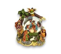 Aurora Store Palla di Neve in Vetro Natalizia con Presepe Natività Natalizia Musicale Carillon e MUSICHE Natalizie Decorazioni 20x16x21 cm Ampolla ad Acqua Globo Ampolla Neve Vetro con Base in Resina