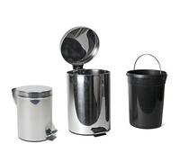 Aurora Store PATTUMIERA con Pedale BIDONCINO Bagno RIFIUTI Spazzatura BIDONE 12 L Argento