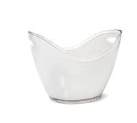 Aurora Store Secchiello per Ghiaccio in Plexiglass Bianco Ovale 35x25x26 cm Fino a 6 Bottiglie Cestello Bouquet Spumanteria Champagneria in Plastica Acrilico Trasparente Bar, Discoteca, Ristorante