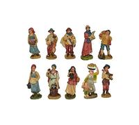 Aurora Store Set 10 Pastori in Resina 10 cm Presepe Statuine in Personaggi Assortiti dipinte a Mano Personaggi Mestieri Contadini Figure Diverse