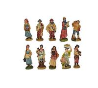 Aurora Store Set 10 Pastori in Resina 12 cm Presepe Statuine in Personaggi Assortiti dipinte a Mano Personaggi Mestieri Contadini Figure Diverse