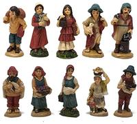 Aurora Store Set 10 Pastori in Resina 3,5 cm Presepe Statuine in Personaggi Assortiti dipinte a Mano Personaggi Mestieri Contadini Figure Diverse
