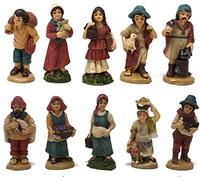 Aurora Store Set 10 Pastori in Resina 5 cm Presepe Statuine in Personaggi assortiti dipinte a Mano Personaggi Mestieri Contadini Figure Diverse