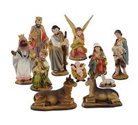 Aurora Store Set Mini Natività Classica Presepe Statuine in Resina con 11 soggetti Personaggi da h. 9 cm Giuseppe Maria Gesù Bambino Re Magi Asinello Bue