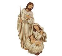 Aurora Store Set Natività in Ceramica Bianca Colori Chiari Glitter Oro da h. 30 cm Presepe Statuine Sacra Famiglia Personaggi Giuseppe Maria Gesù Bambino Santi
