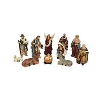 Aurora Store Set Natività Rustica Presepe Statuine in Resina con 11 soggetti Personaggi da h. 15 cm Giuseppe Maria Gesù Bambino Re Magi Asinello Bue