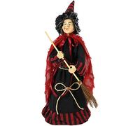 Aurora Store Statua Bambola Pupazzo Befana con Vestito a Righe, Mantello e Scopa 40 cm Decorazione epifania Natale