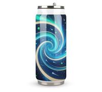 Aurora Swirl - Thermos in acciaio inox con coperchio e cannuccia, adatto per l'uso in auto, viaggi, fitness, attività all'aperto, bar, uffici, casa, ecc