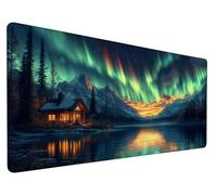 Aurora Tappetino Mouse XXL 27.5x11.8x0.12 Inch Tappetino Scrivania Ghiacciaio Motivo, Mouse Pad Impermeabile Antiscivolo Migliora precisione e velocità, Anti-Sfilacciamento per Ufficio, Casa,Model 713