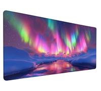 Aurora Tappetino Mouse XXL 31.5x15.7x0.12 Inch Tappetino Scrivania Ghiacciaio Motivo, Mouse Pad Impermeabile Antiscivolo Migliora precisione e velocità, Anti-Sfilacciamento per Ufficio, Casa,Model 599