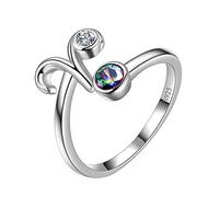 Aurora Tears 12 Zodiac Anello Regolabile in Argento Sterling 925 Splitter Mystic Rainbow Topaz, Anello Aperto, oroscopio con zirconi, Regalo per Donne e Ragazze e Placcato Oro, Regolabile