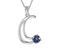 Aurora Tears Argento sterling 925 lettera C collane mistico arcobaleno topazio alfabeto iniziale C ciondolo gioielli regali per donne e ragazze DP0195C