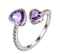 Aurora Tears Birthstone anelli regolabili 925 Sterling Silver Birthstone aperto anello di nascita pietra gioielli regali per donne e uomini DR0190 e placcato Argento, regolabile