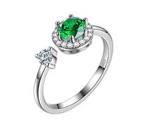 Aurora Tears Birthstone Anello Regolabile in Argento Sterling 925, con Pietra di Birthstone, Ideale Come Regalo per Donne e Uomini e Placcato Oro