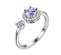 Aurora Tears Birthstone Anello regolabile in argento Sterling 925 Splitter aperto anello nascita pietra gioielli regalo per uomini e donne