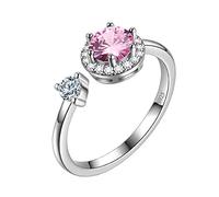 Aurora Tears Birthstone Anello Regolabile in Argento Sterling 925 Splitter Birthstone Aperto Anello Nascita Pietra Gioielli Regalo per Uomini e Donne DR0090 e Placcato Oro