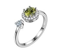 Aurora Tears Birthstone Anello regolabile in argento Sterling 925 Splitter Birthstone aperto anello nascita pietra gioielli regalo per uomini e donne DR0090 e Placcato oro, regolabile