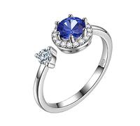Aurora Tears Birthstone Anello Regolabile in Argento Sterling 925 Splitter Birthstone Aperto Anello Nascita Pietra Gioielli Regalo per Uomini e Donne DR0090 e Placcato Oro, Regolabile