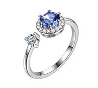 Aurora Tears Birthstone Anello Regolabile in Argento Sterling 925 Splitter Birthstone Aperto Anello Nascita Pietra Gioielli Regalo per Uomini e Donne DR0090 e Placcato Oro