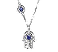 Aurora Tears, collana a forma di mano di Fatima, in argento Sterling 925, con ciondolo a forma di occhio di Fatima, regalo per donne, Argento sterling