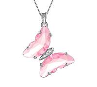 Aurora Tears, collana con ciondolo a forma di farfalla e cuore, in argento Sterling 925, con cristallo e pietra di nascita, ideale come regalo di nozze e compleanno per donne, Zirconia cubica
