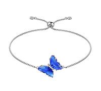 Aurora Tears, collana con ciondolo a forma di farfalla e cuore, in argento Sterling 925, ideale come regalo di nozze o compleanno per donne, Pendant: 0.79 x 0.98 inches, Chain: 11 inches, Zirconia
