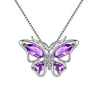 Aurora Tears Collana con ciondolo a forma di farfalla in argento 925 con ametista viola per ragazze DP0013P
