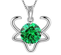 Aurora Tears - Collana con ciondolo, motivo: pietra portafortuna con i 12 segni zodiacali/delle costellazioni, con strass, in argento sterling 925, DP0134, Cristallo,