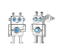 Aurora Tears Collana con ciondolo robotico in argento Sterling 925 Sliver Cool Robot Cubic Zirconia Gioielli per gli amanti dei robot uomini e donne, Zirconia cubica