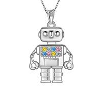 Aurora Tears Collana con ciondolo robotico in argento Sterling 925 Sliver Cool Robot Cubic Zirconia Gioielli per gli amanti dei robot uomini e donne, Zirconia cubica, Zirconia cubica