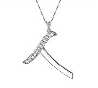 Aurora Tears Collana con iniziale breve per donne ragazze - 925 argento Sterling personalizzato 26 A-Z alfabeto nome ciondolo cristallo CZ per tua madre donna amica, Cristallo
