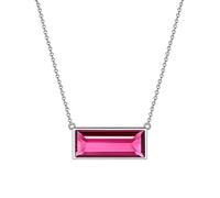 Aurora Tears Collana con pietra portafortuna in argento Sterling 925, ciondolo rettangolare con pietra del mese di nascita, gioielli regalo per donne e ragazze DP0285, Cristallo, Rubino