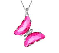 Aurora Tears Collana da donna con ciondolo a forma di cuore, in argento Sterling 925, con ciondolo a forma di farfalla, Zirconia cubica